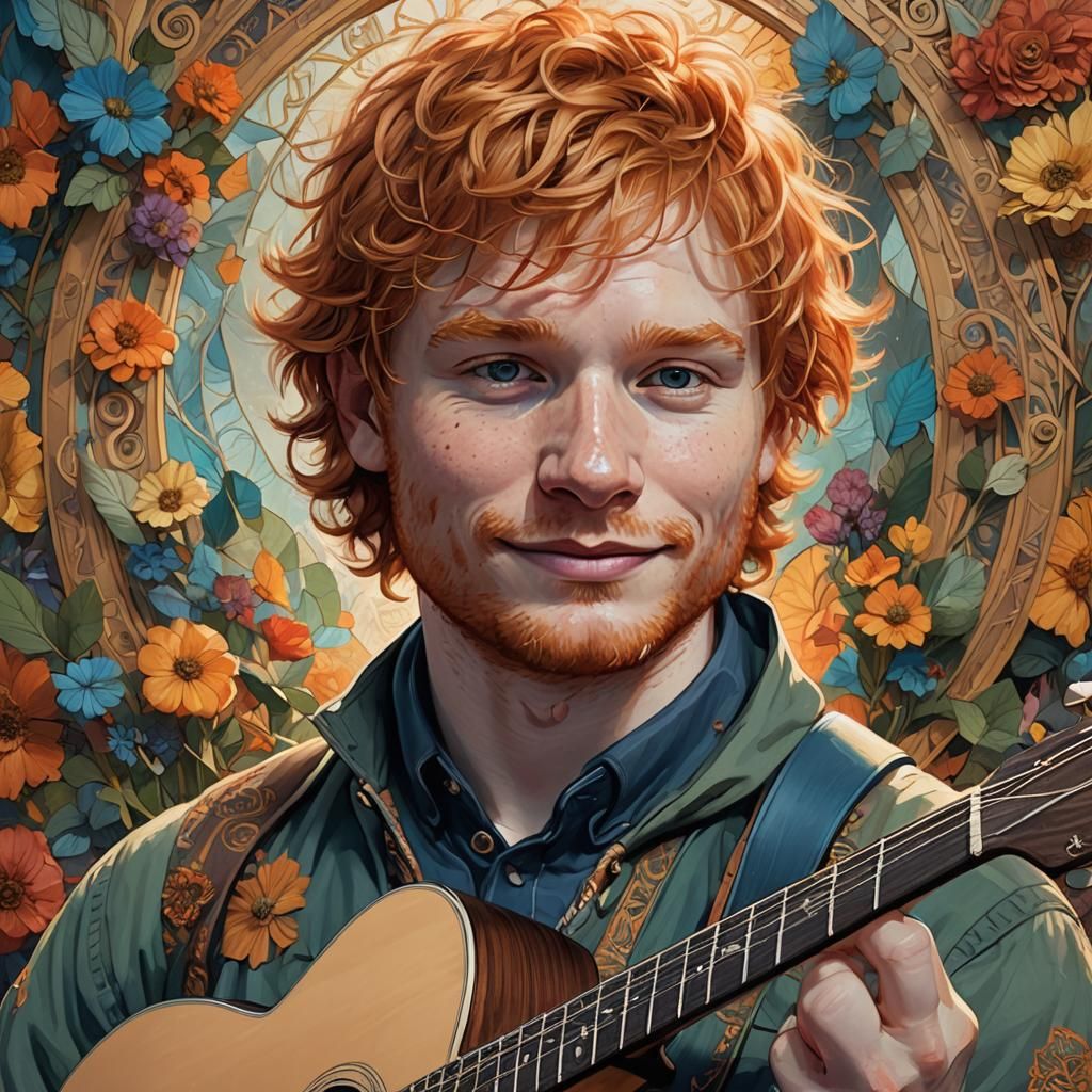 Hyperdetailed Portrait of Musician with Guitar