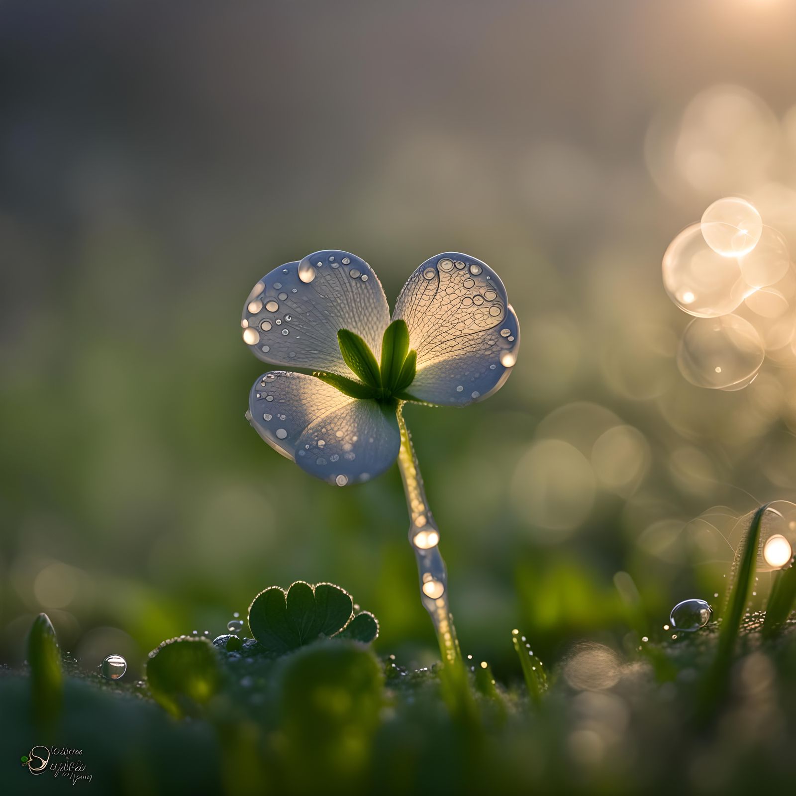 Dew-Kissed Clover Flower at Sunrise: Macro Shot