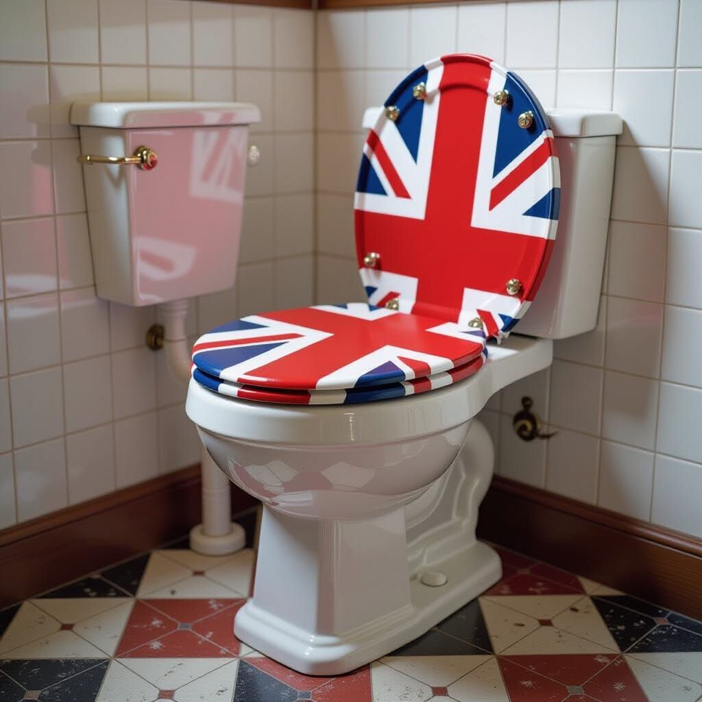 English Flag Toilet Seat: Photorealistic Art