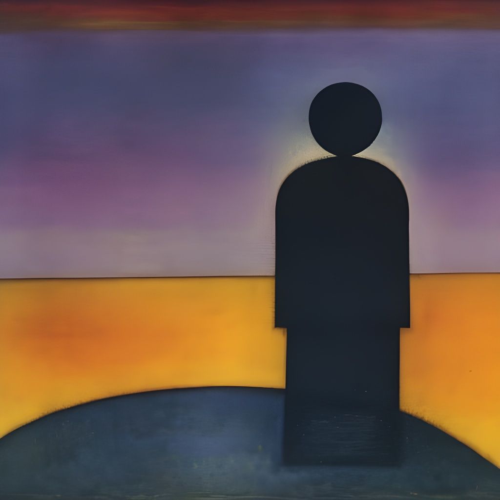 Abstract Wanderer above a Misty Sea, in Watercolor