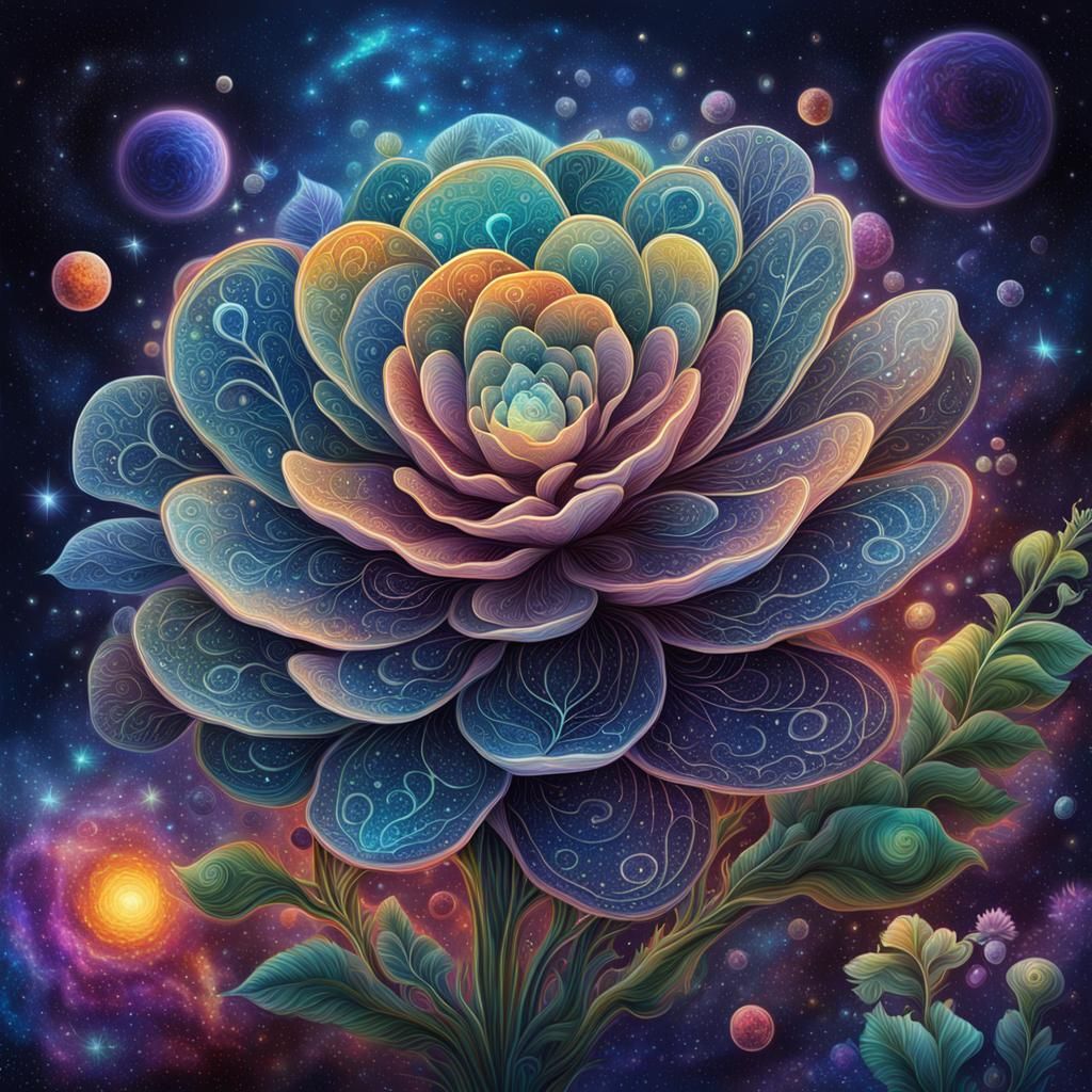 Cosmic Plant: Holographic Astral Illustration in 8k