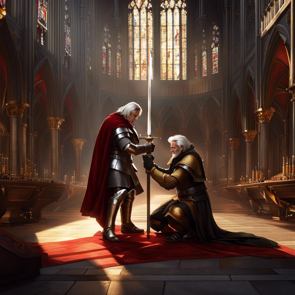 Knights in Cathedral with Sunlight