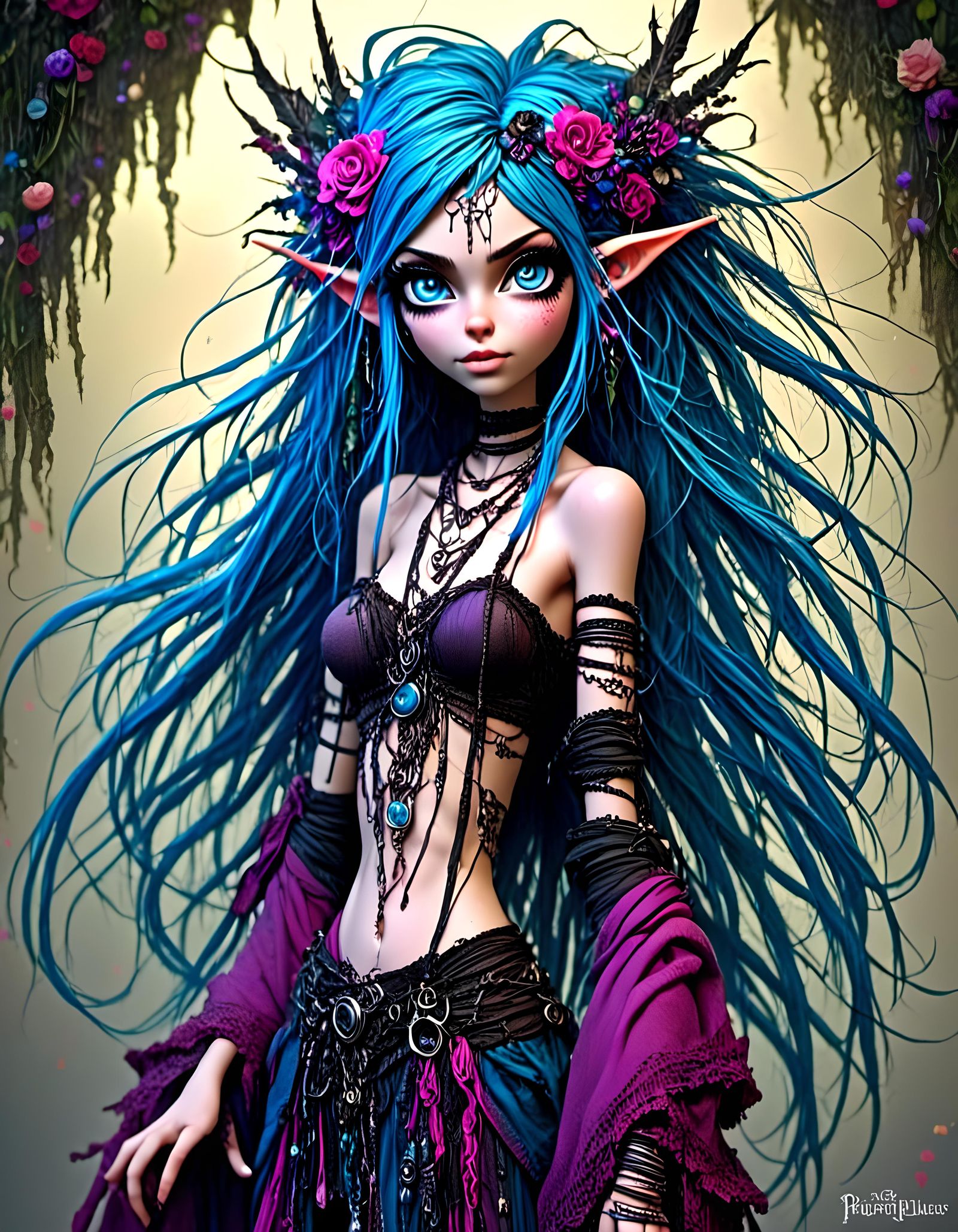 Punky Elven Twins with Glowing Eyes