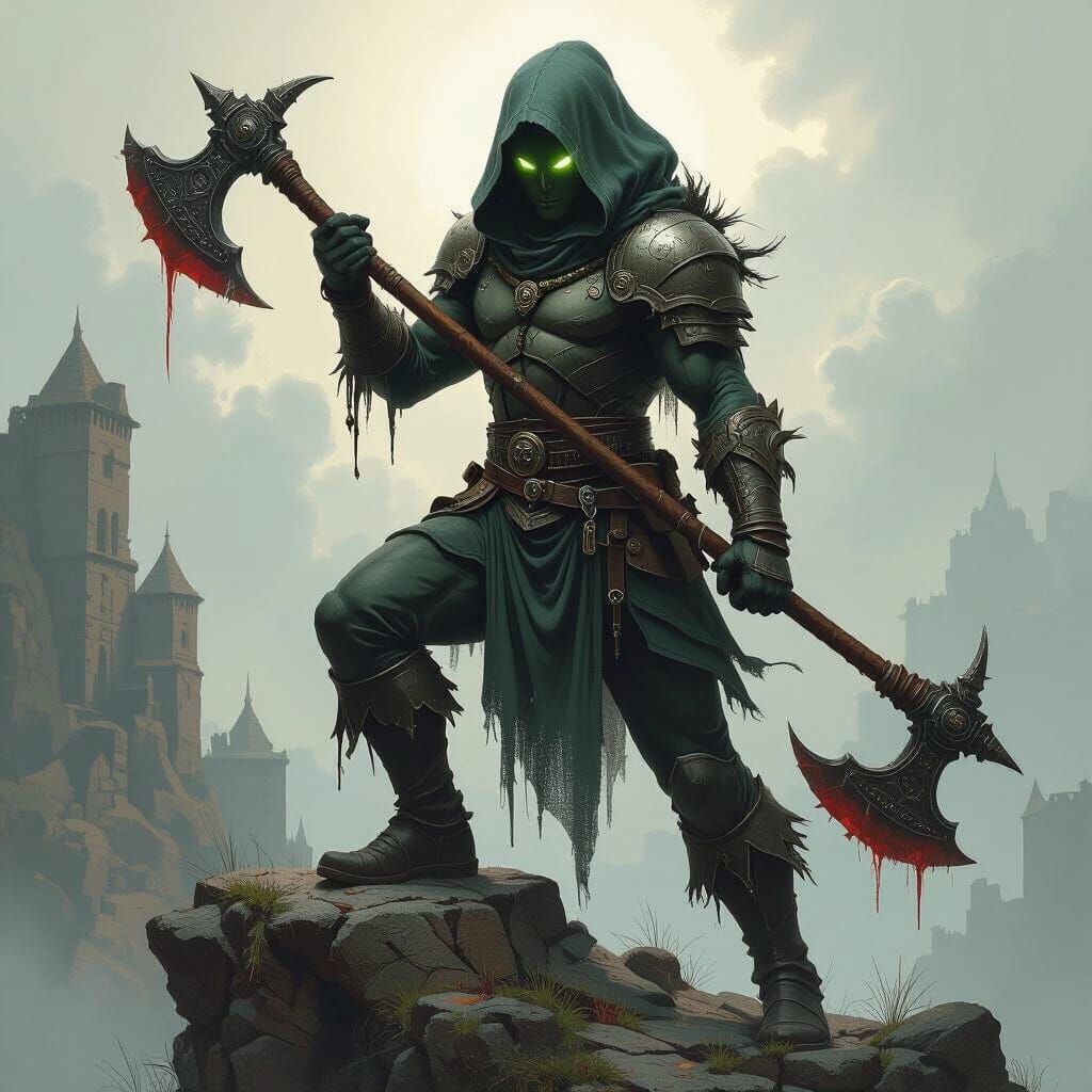 Ominous Figure Cloaked in Shadows: A Digital Painting