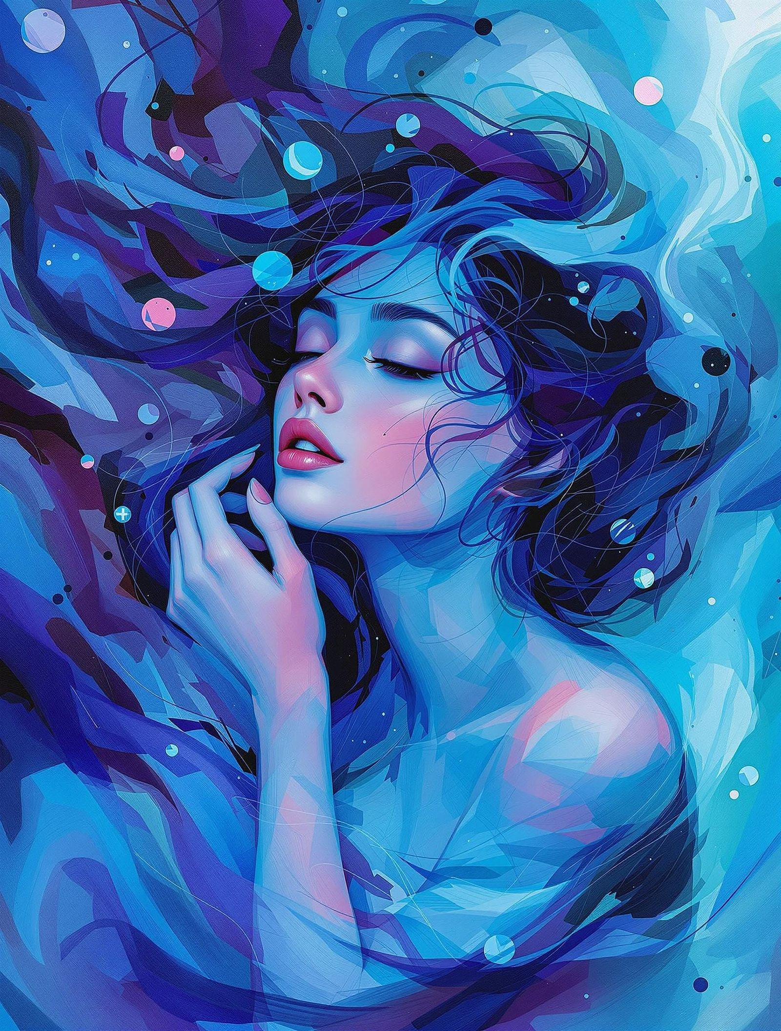 Ethereal Woman in Dreamy Aquatic Hues