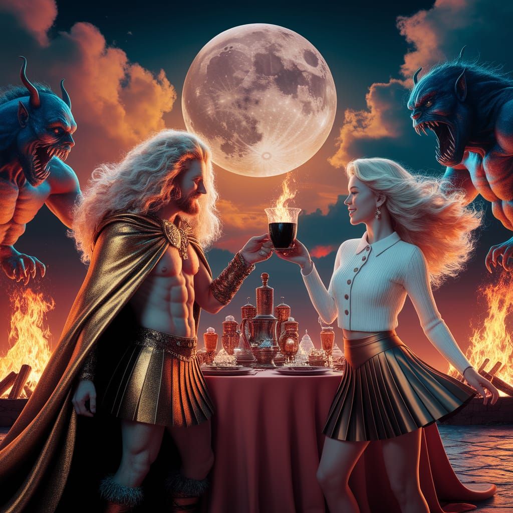 Moonlit Fiery Celebration with Mesmerizing Monsters and a Fi...