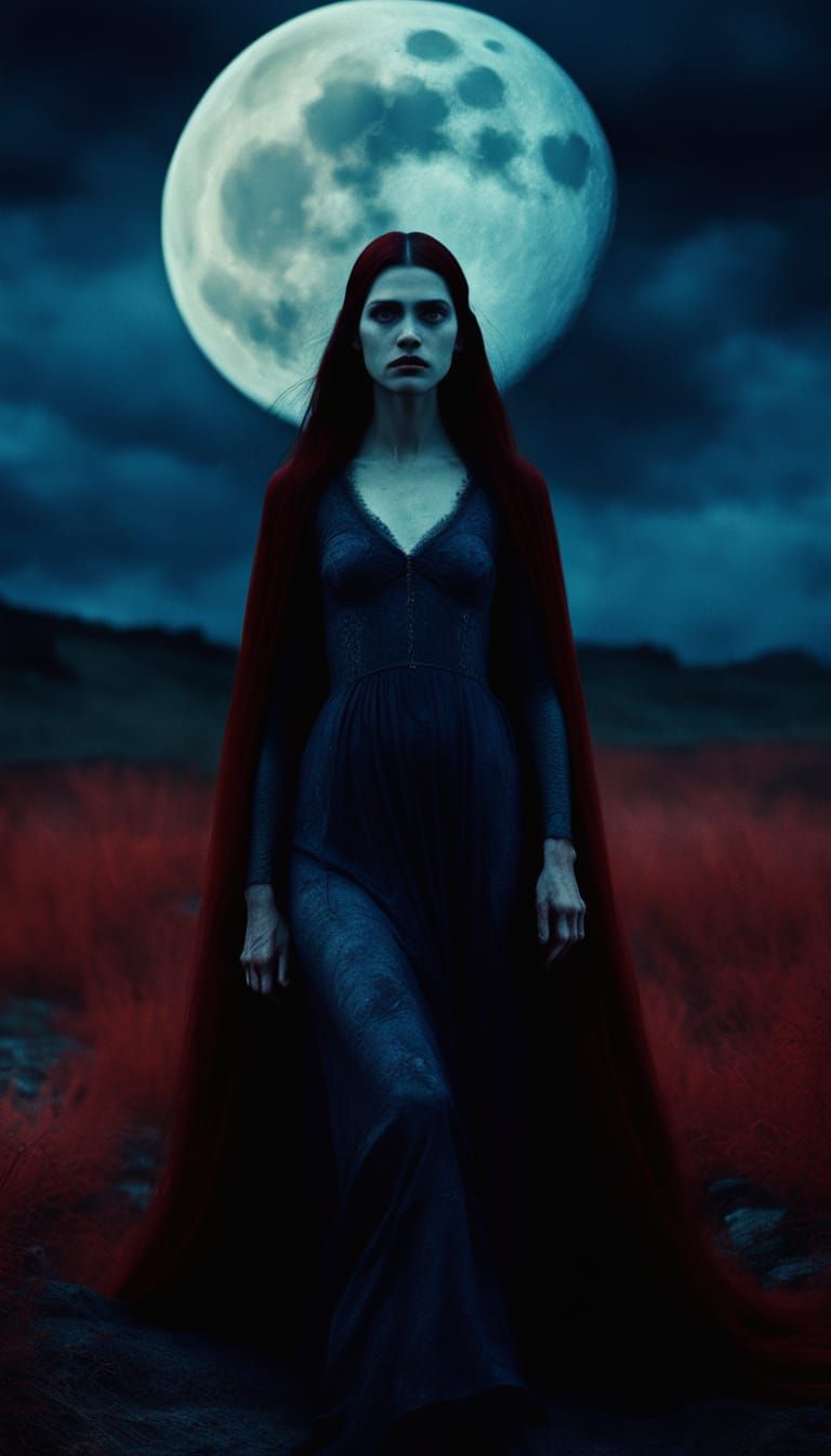 Ethereal Goddess Unveiled in Moody Cinematic Still