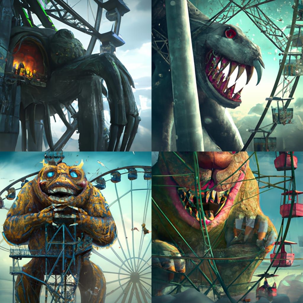 Giant Tickle Monster on Ferris Wheel