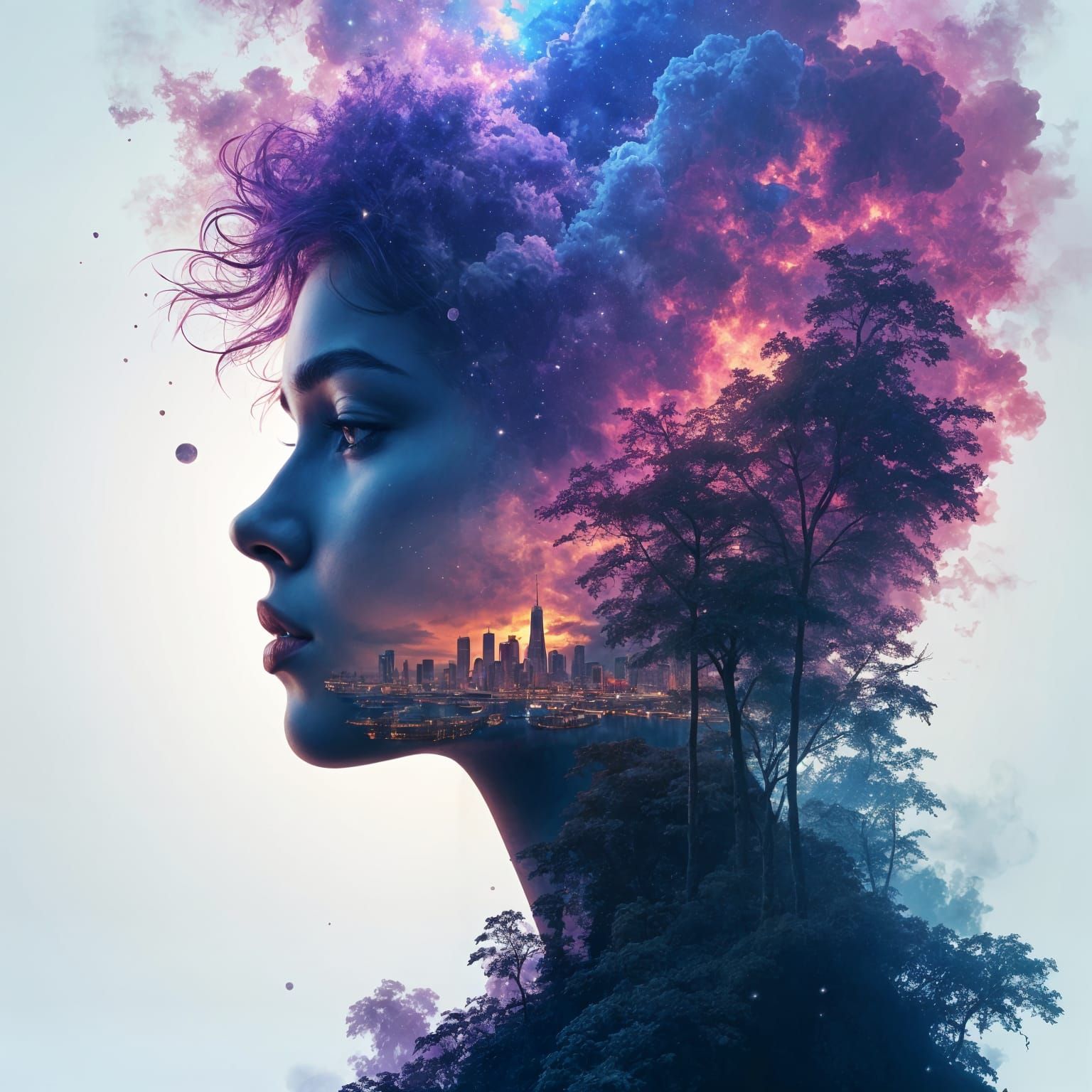 Galactic Princess in Ethereal Double Exposure