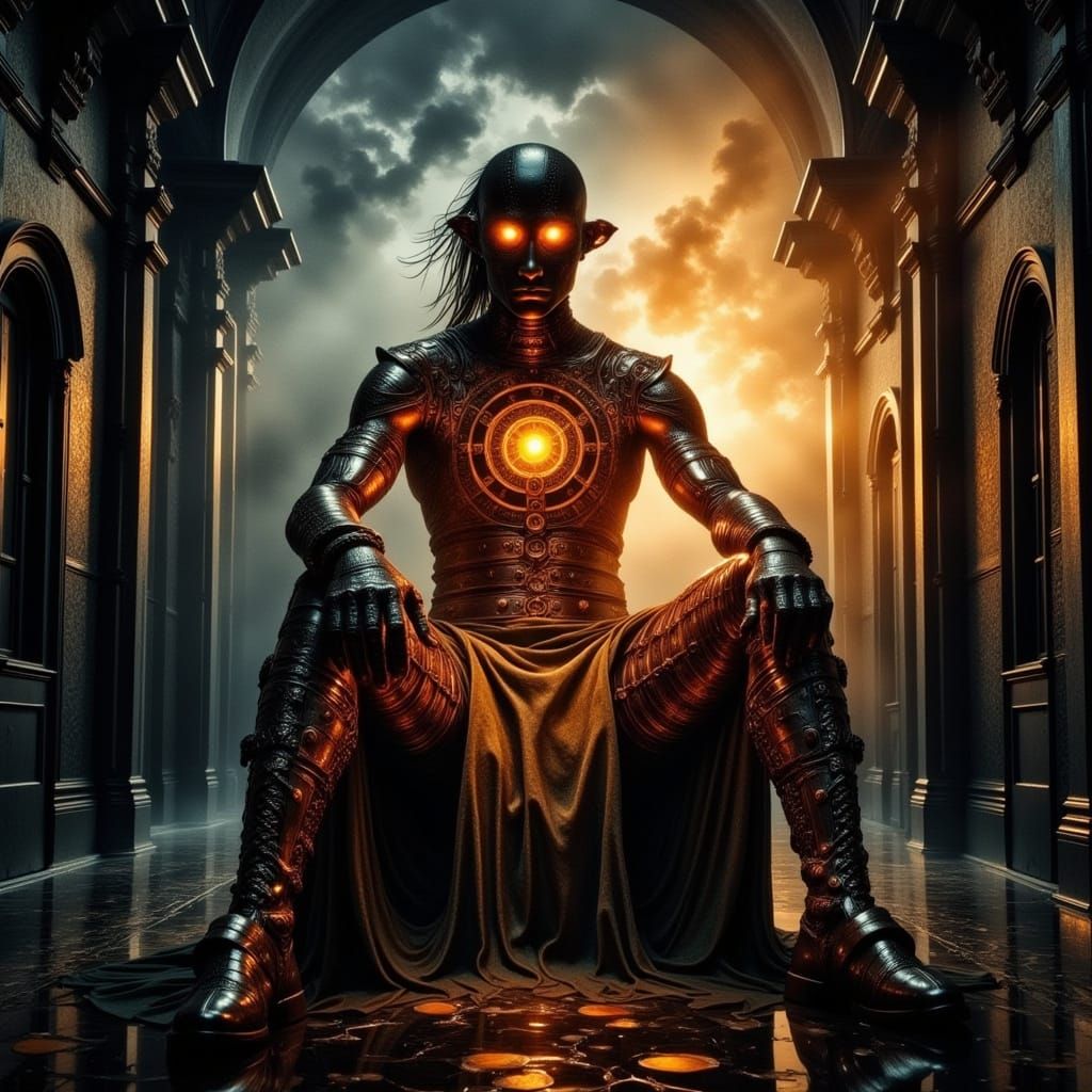 Surreal, Expressionist Figure Radiates Lava-Like Energy