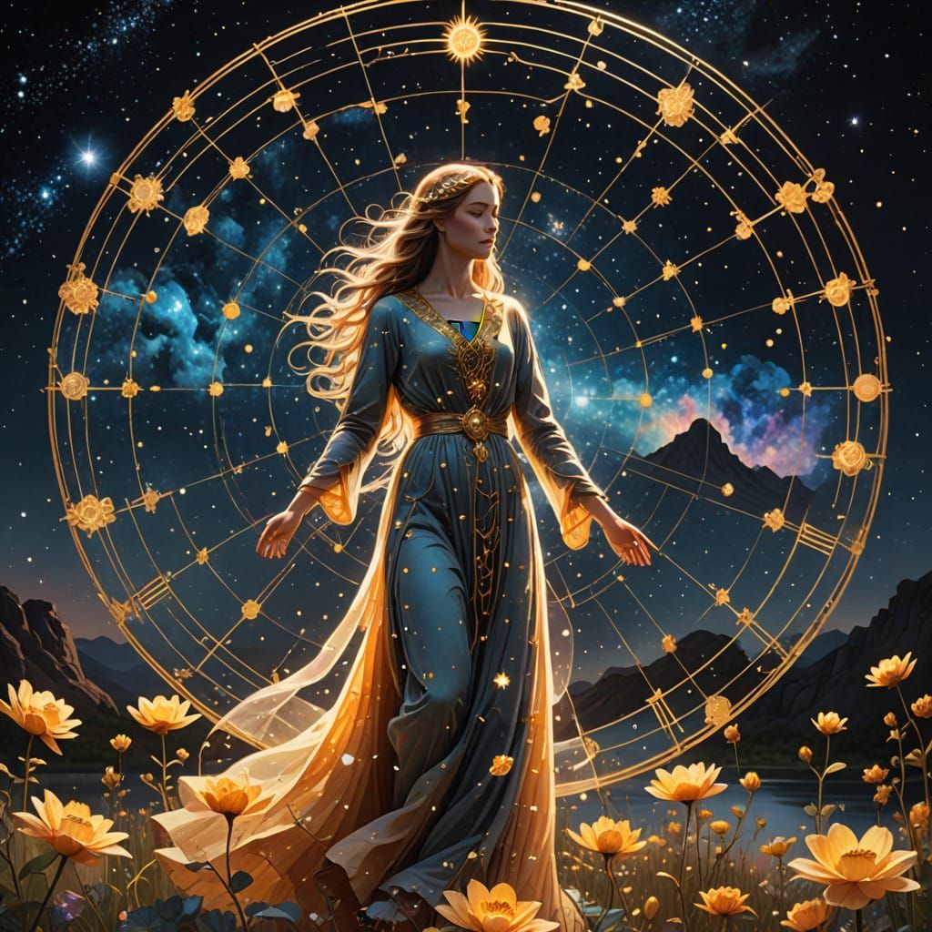 Ethereal Goddess in an Eternal Garden of Golden Light