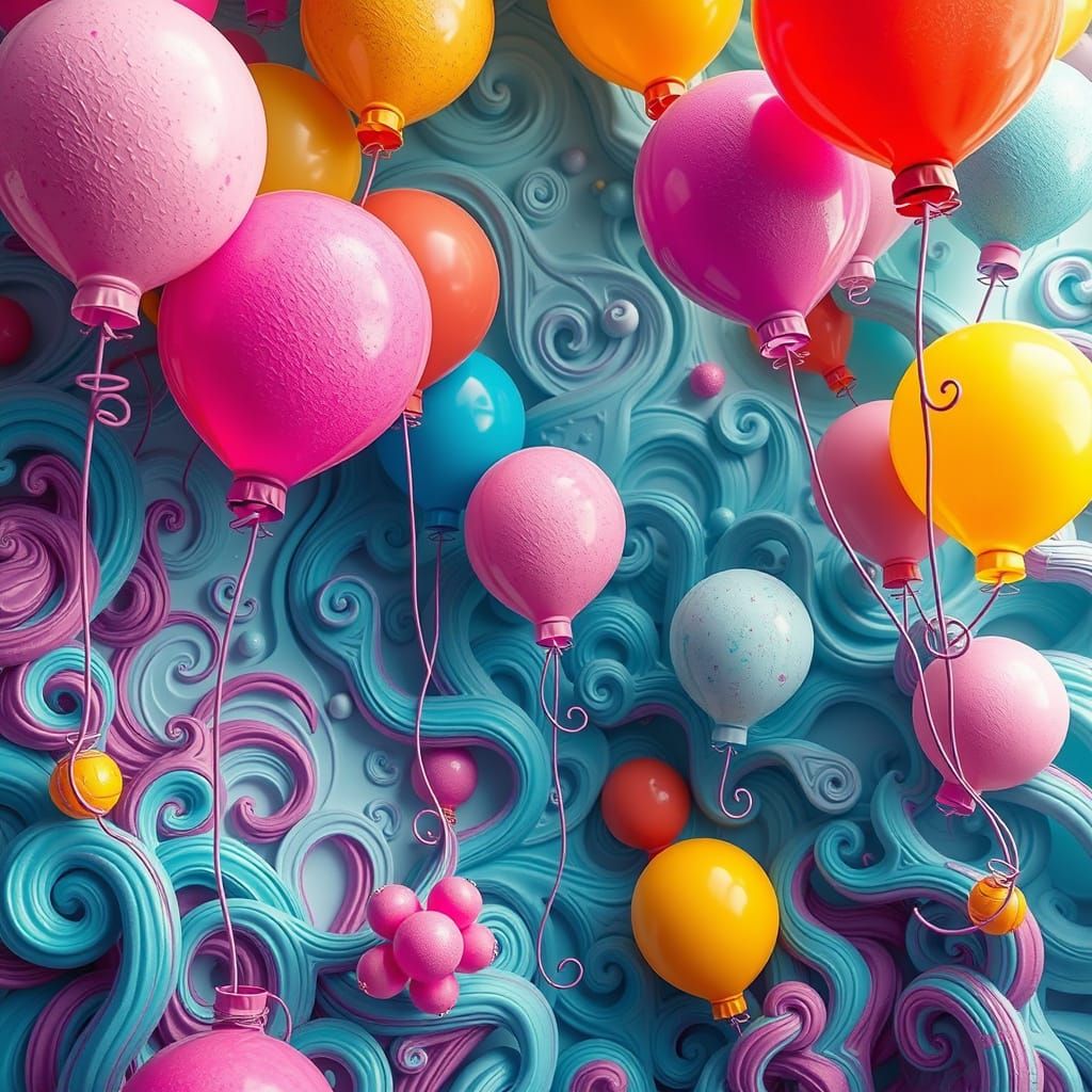 Colorful Balloons in a Whimsical Candyland Wonderland