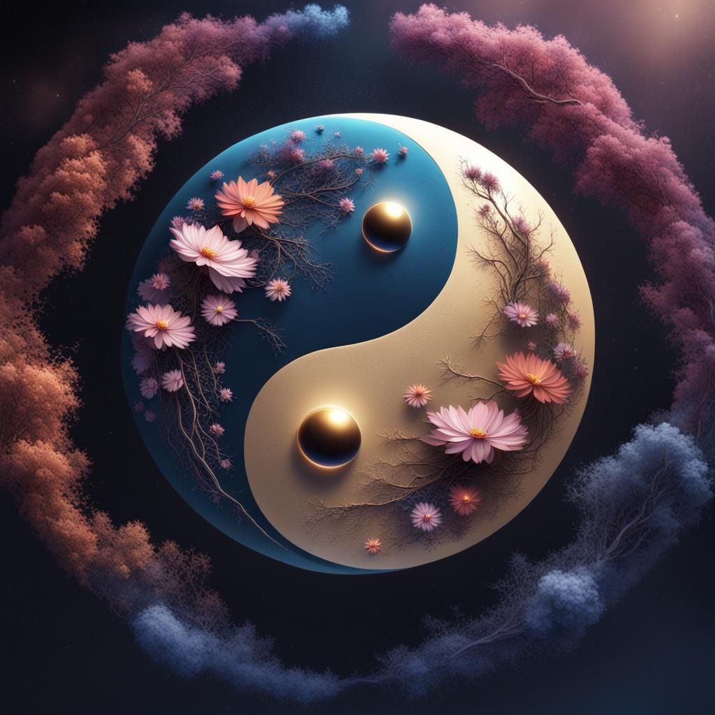 Yin Yang Cosmos: Detailed Fantasy Art