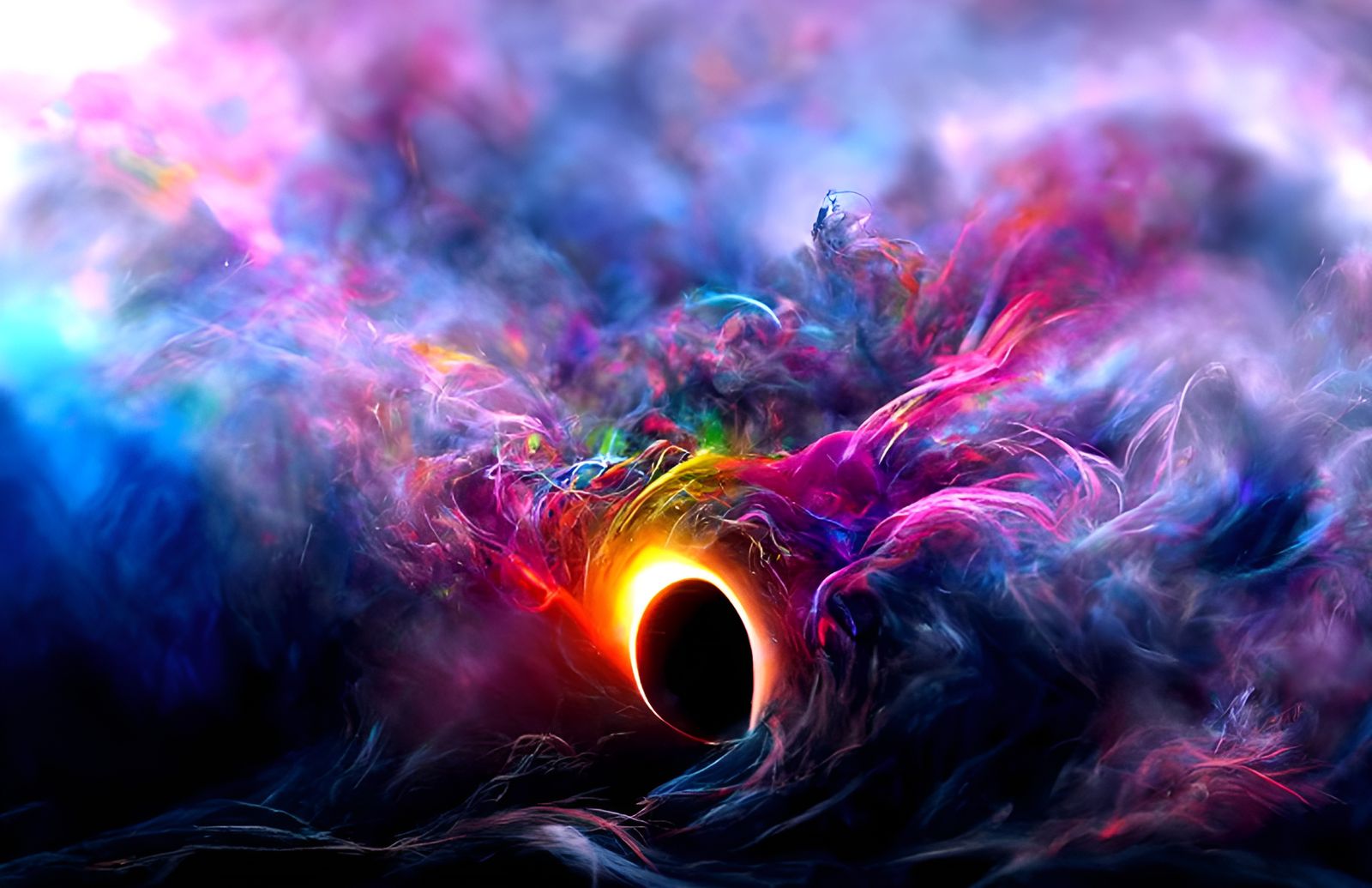 Colorful Black Hole in Space, Cel-Shaded Digital Art
