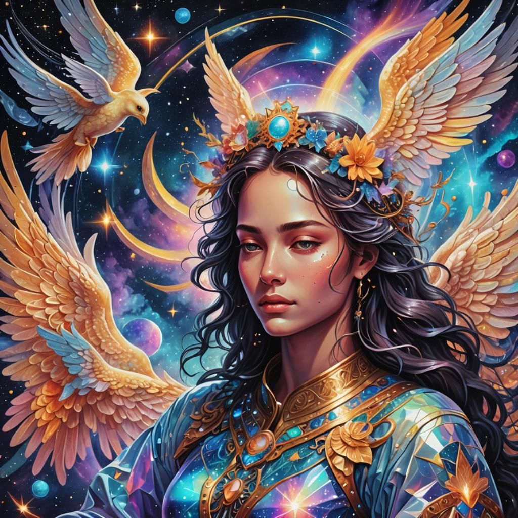 Astral Angels Offer Support: Cosmic Illustration