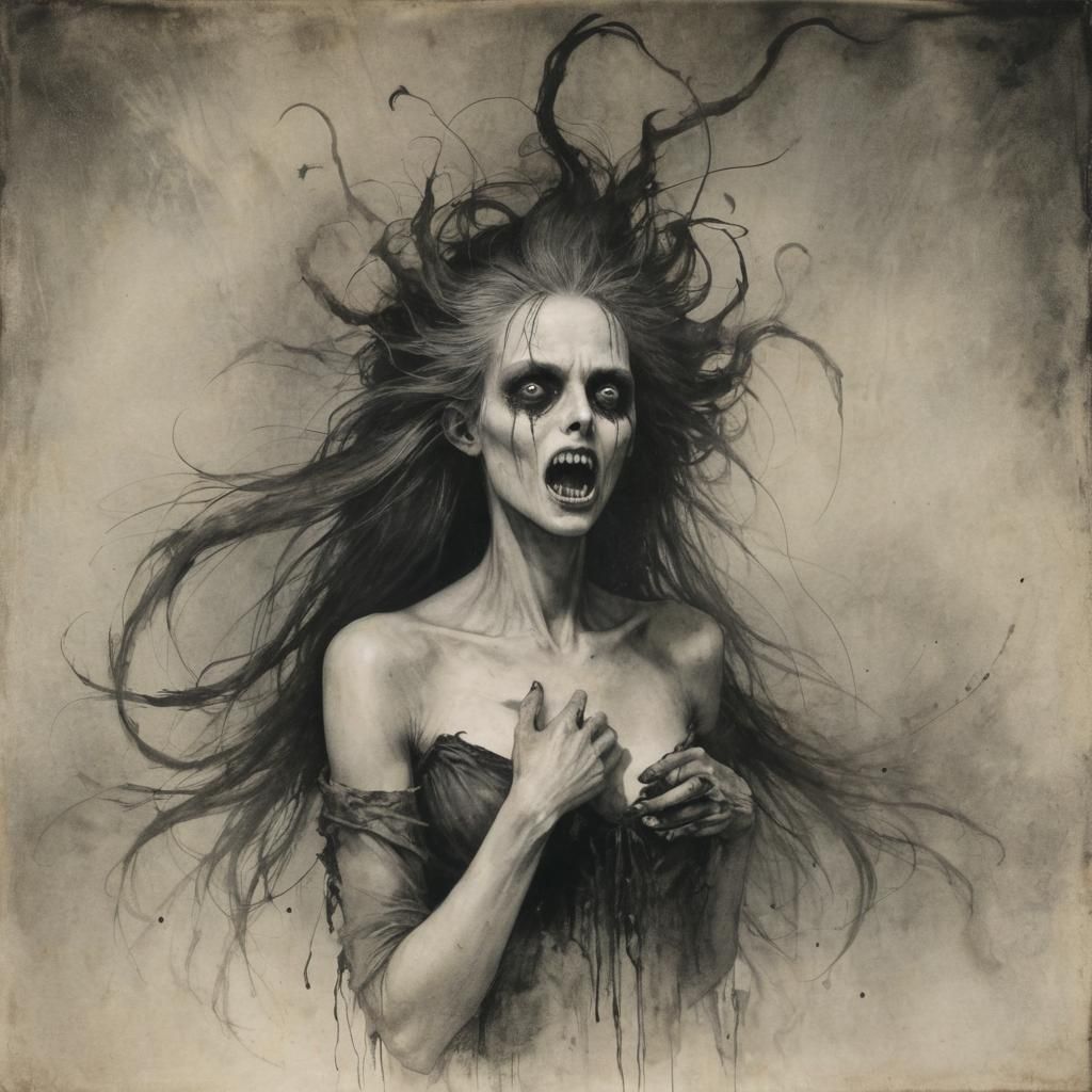 Disturbing Grimdark Scene in Gothic Style