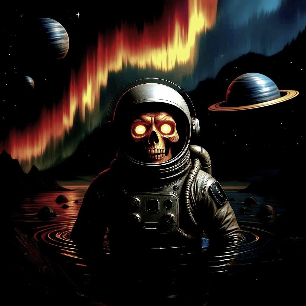 Zombie Astronaut Adrift in Cosmic Ocean