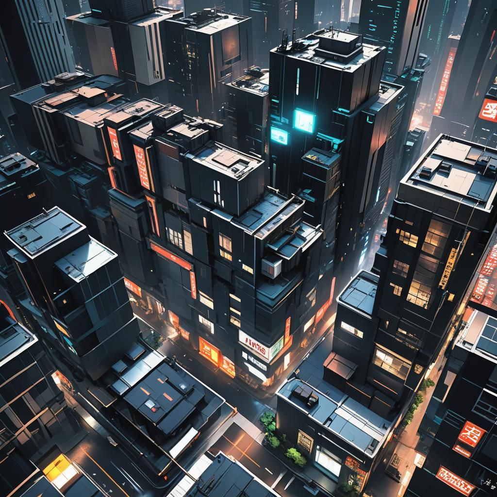 Dystopian Cityscape in Detailed 3D Anime Style