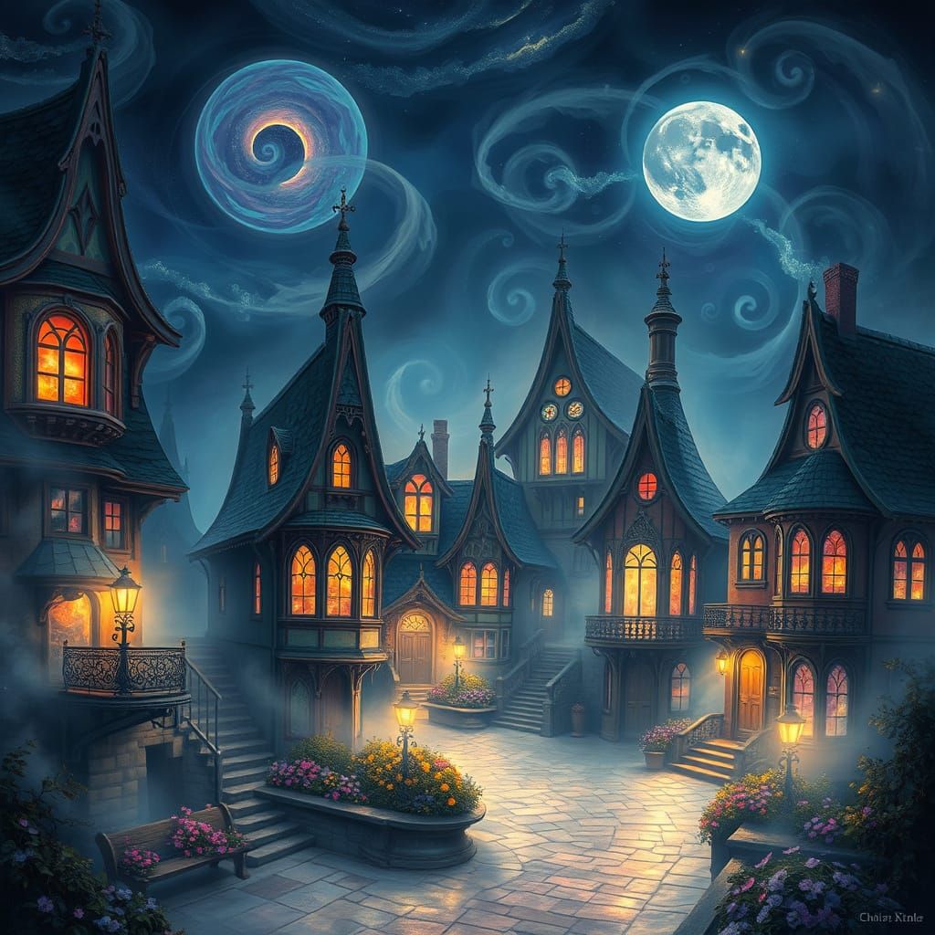 Surreal Cityscapes in Dreamy Nighttime Hues