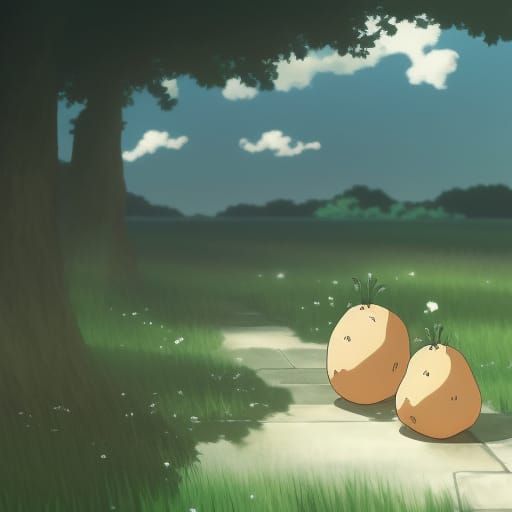 Cute Potato in Studio Ghibli Anime Style