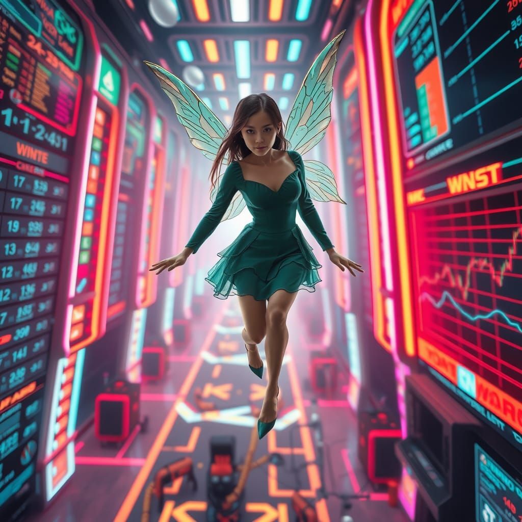 Fairy Over High-Tech Trading Floor in HDR