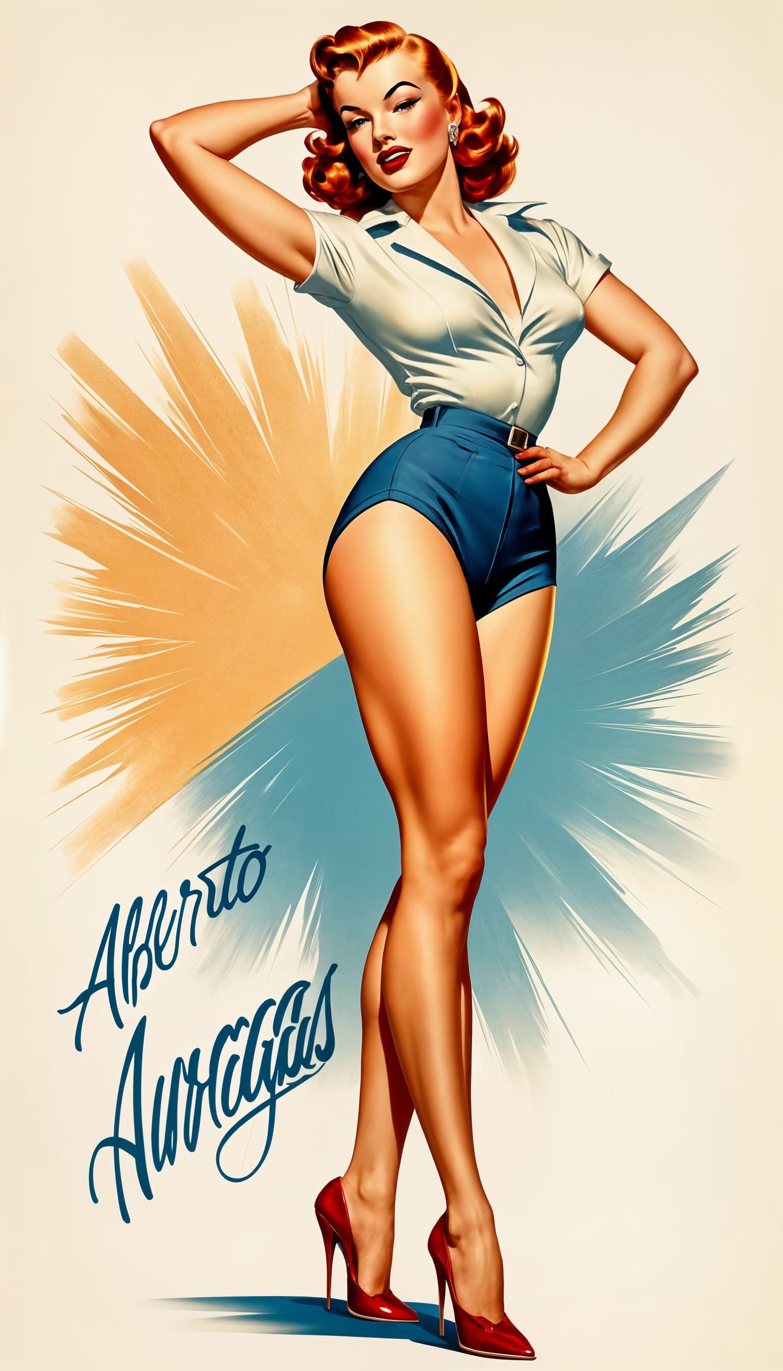 Retro Pinup Girl Sailor Tattoo Poster
