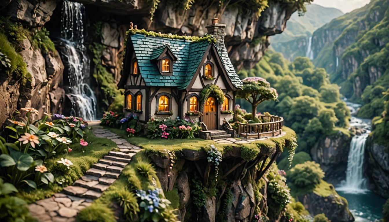 Whimsical Fairy Cottage on Cliff Edge: Photo