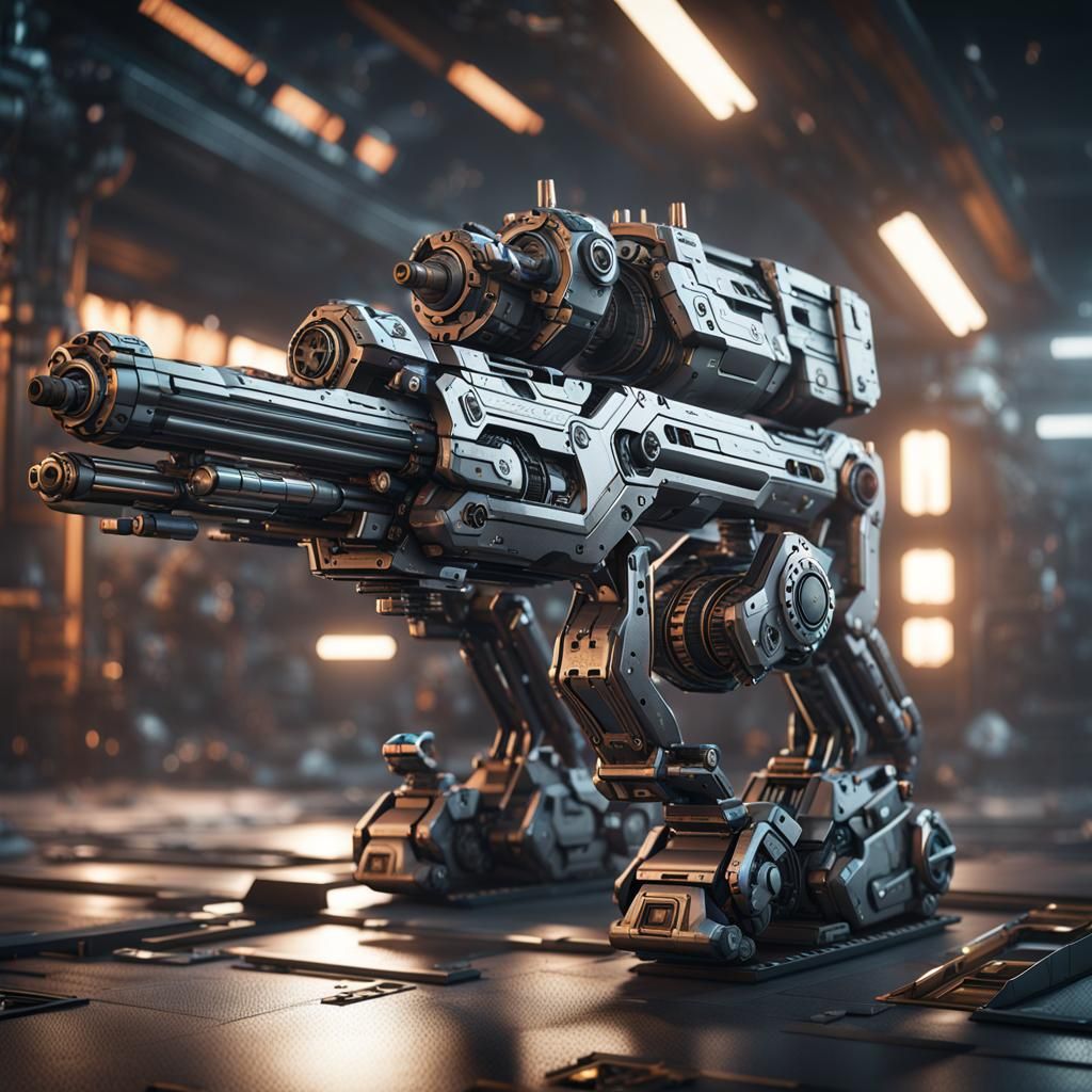 Futuristic Sci-Fi Guns with Intricate Mech Details
