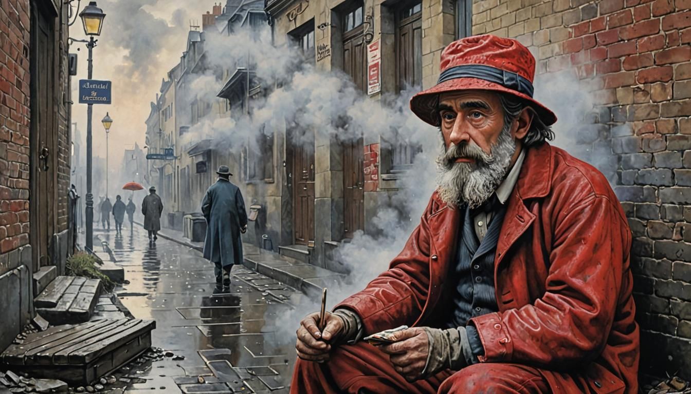 Foggy Cityscape in Vibrant High Contrast Style