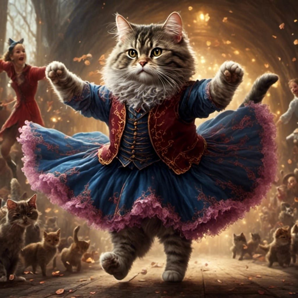 Cat Ballerina in Theatre Setting