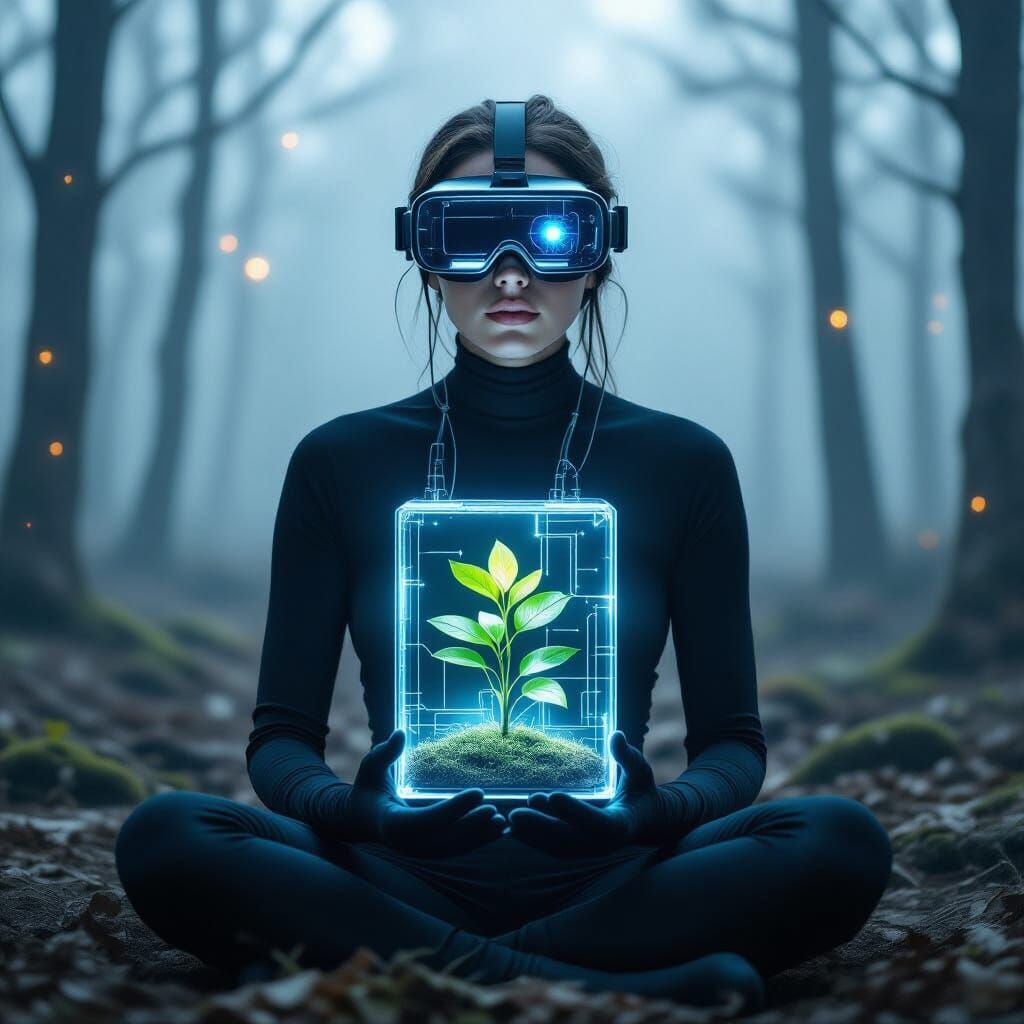 Hyperrealistic Person in Forest with Biomechanical Body and ...