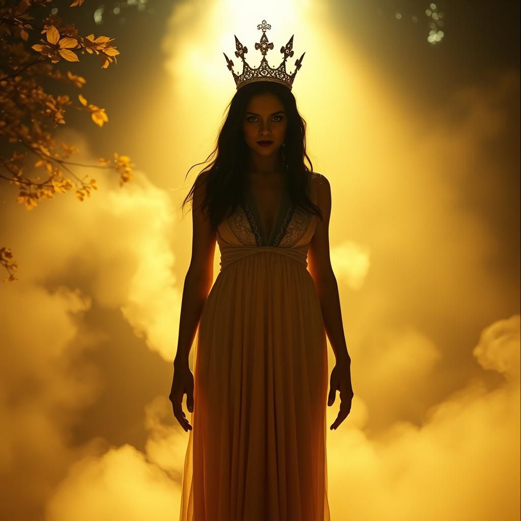 Cinematic Scream Queen in Atmospheric Horror Style