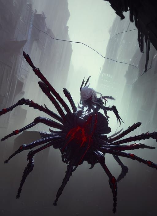 mechanical drow drider spider, a masterpiece, 8k resolution, dark fantasy concept art, by Greg Rutkowski, dynamic lighti...