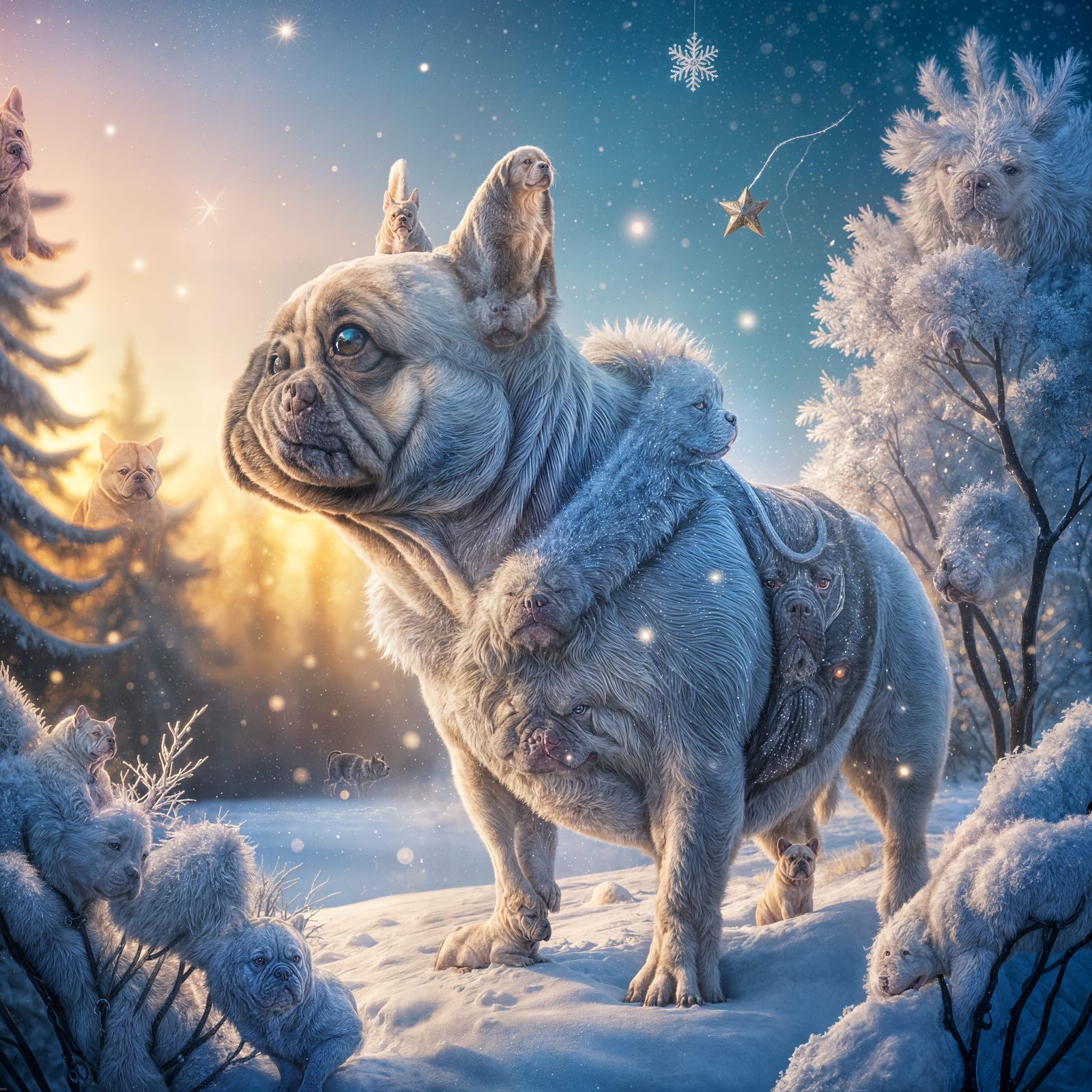 French Bulldog in Snowy Wonderland