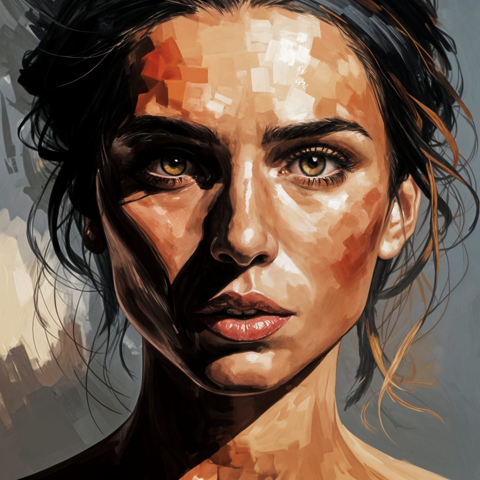 Woman in Intense Emotional Portrait Style