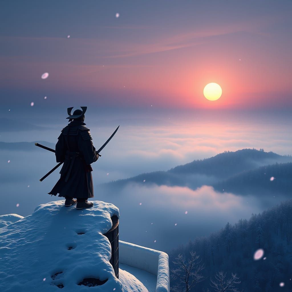 Samurai Warrior at Lighthouse: Japanese Cinema Style