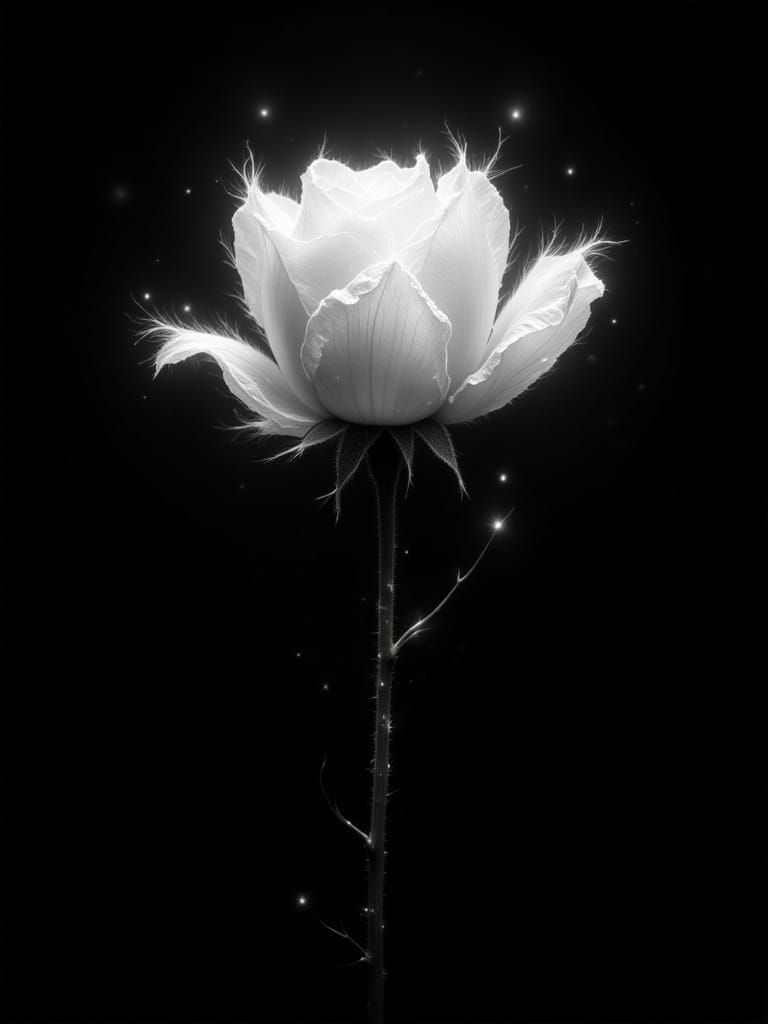 Ethereal Rose in Monochrome Dreamscape