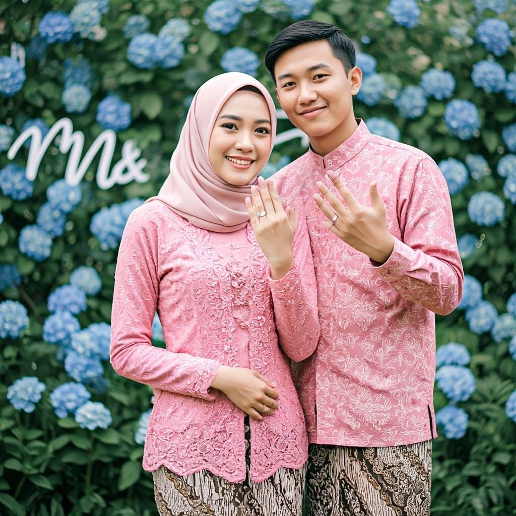 Korean Couple in Pink Kebaya and Batik