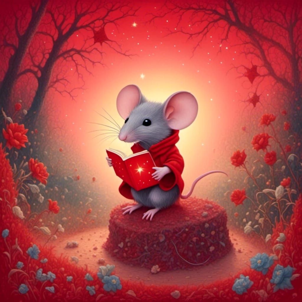Mouse Wishes on a Red Star: Storybook Illustration