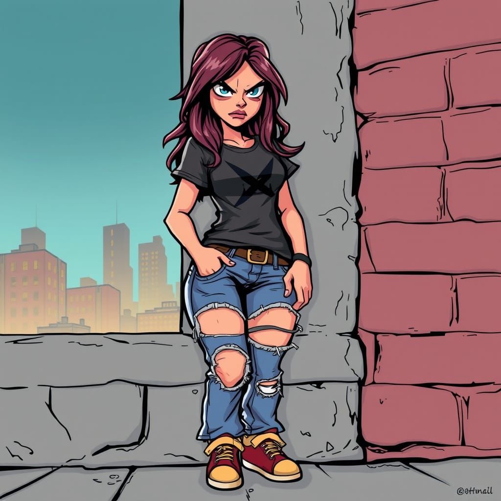 Grumpy Chick in Comic Book Style Illustration