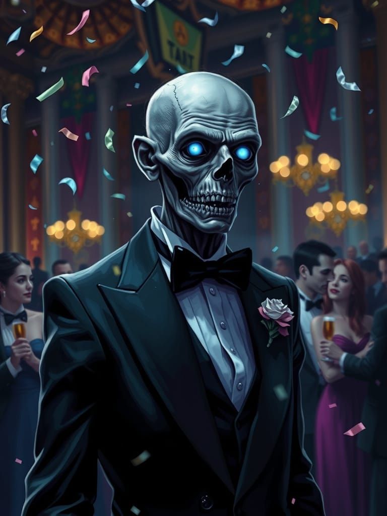 Distinguished Zombie at a Gothic New Year's Ball