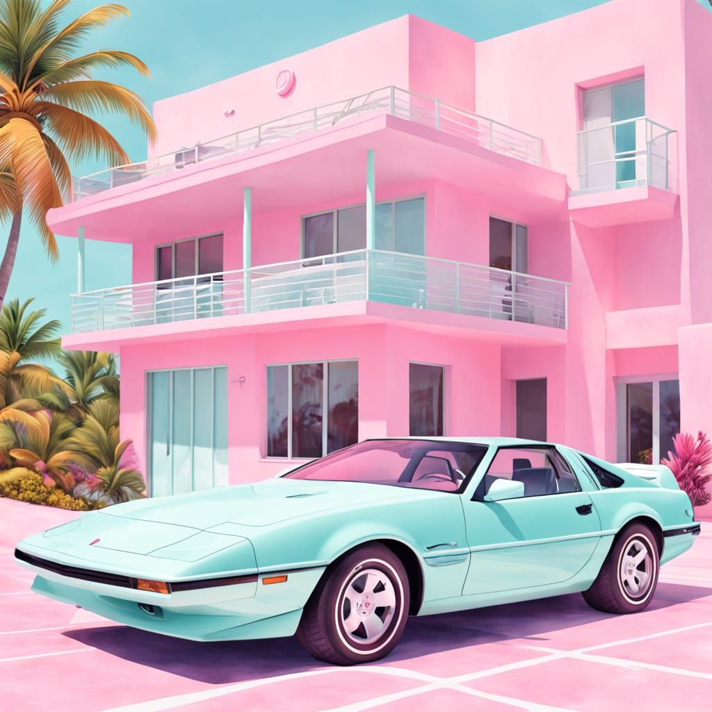 Miami Vice Retro Futurism in Pastel Hues