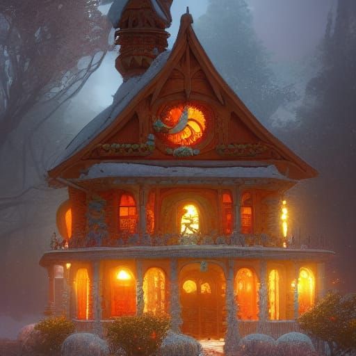 Hyperdetailed Gingerbread House Concept Art