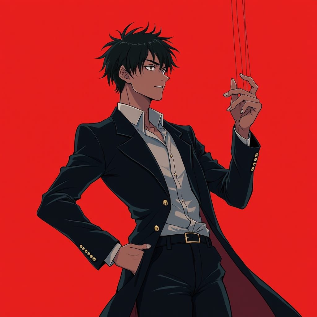 Anime-Inspired Puppet Dancing in Vibrant Red