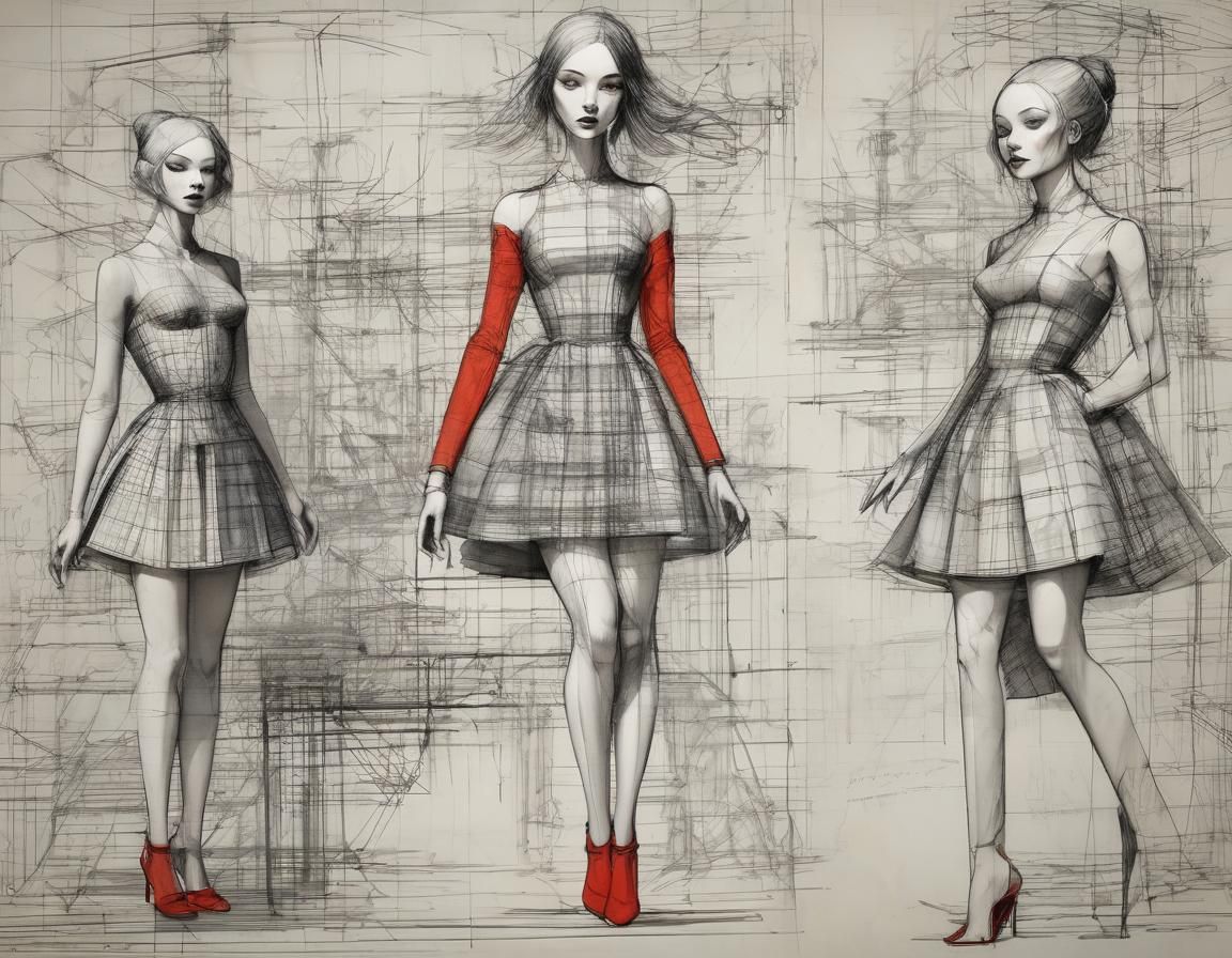 Magical Woman Surrounded by Bauhaus Scaffolding