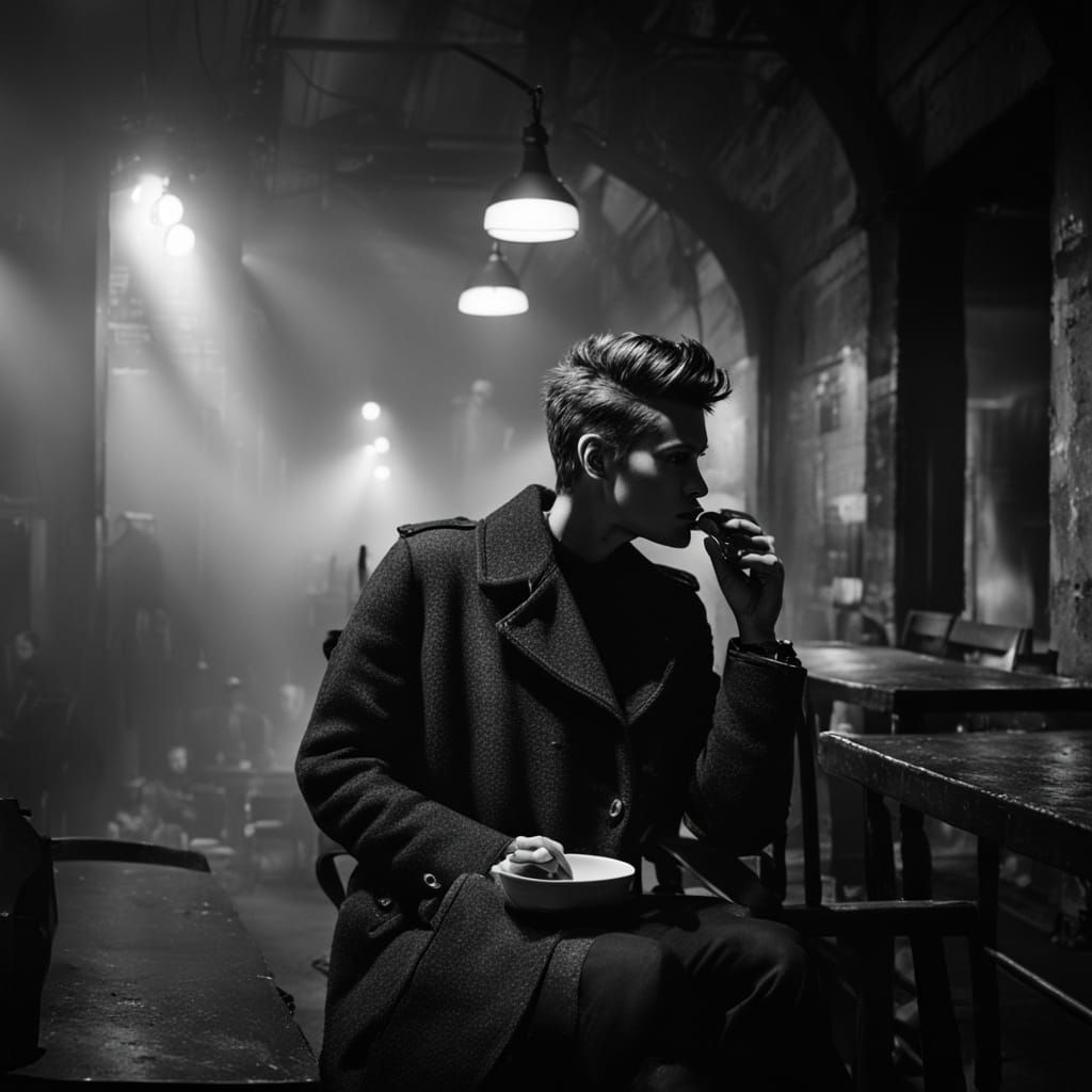 Punk Model in Foggy Subway: Film Noir Photography