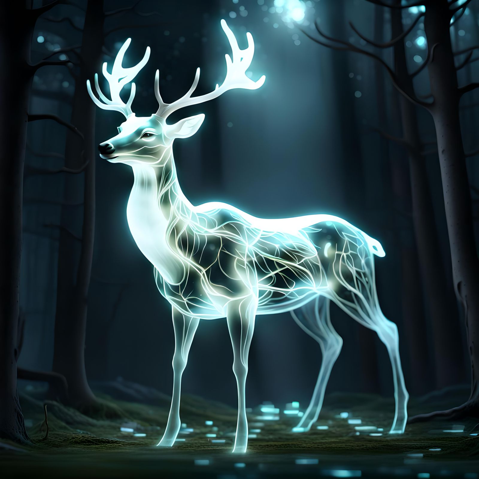 Luminous Translucent Deer Spirit in CGI
