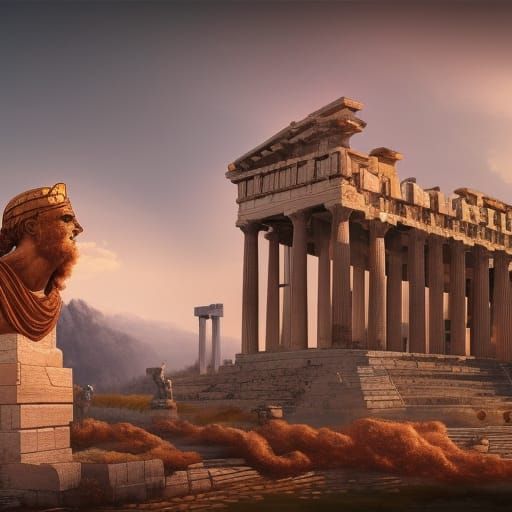 Fantastical Ancient Greek City in Detailed Matte Painting