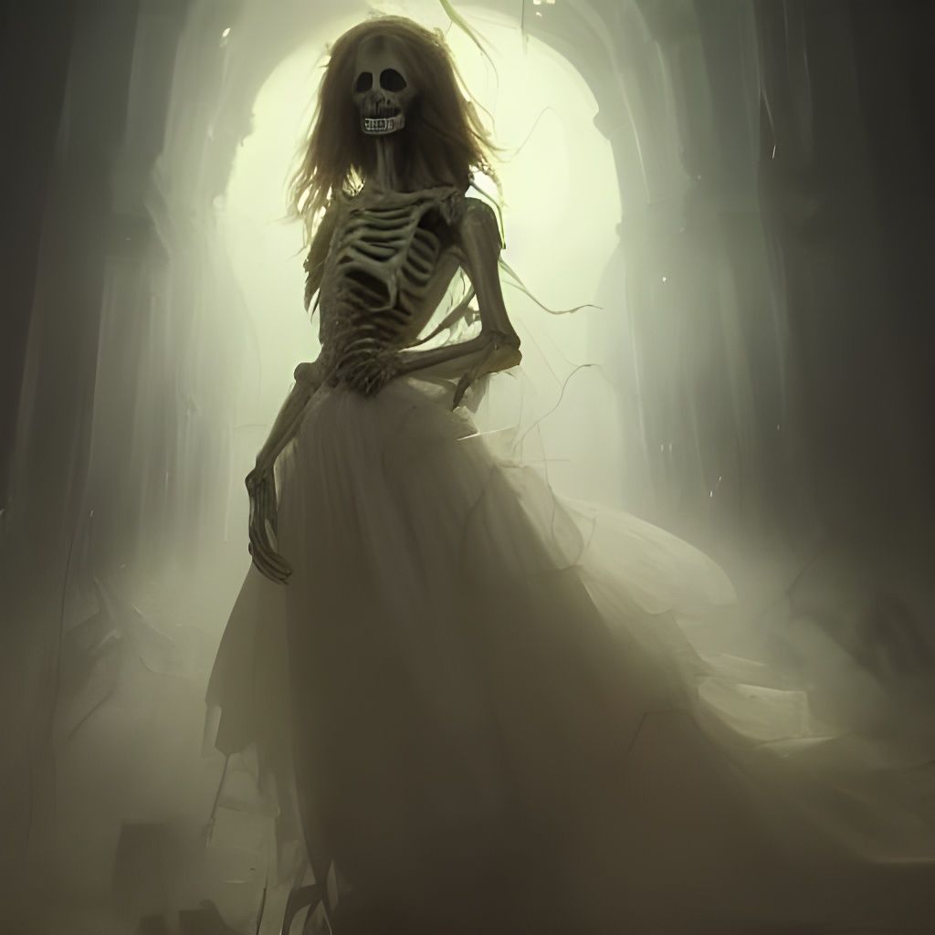 Hyperdetailed Skeleton Bride Portrait in Dark Fantasy Style