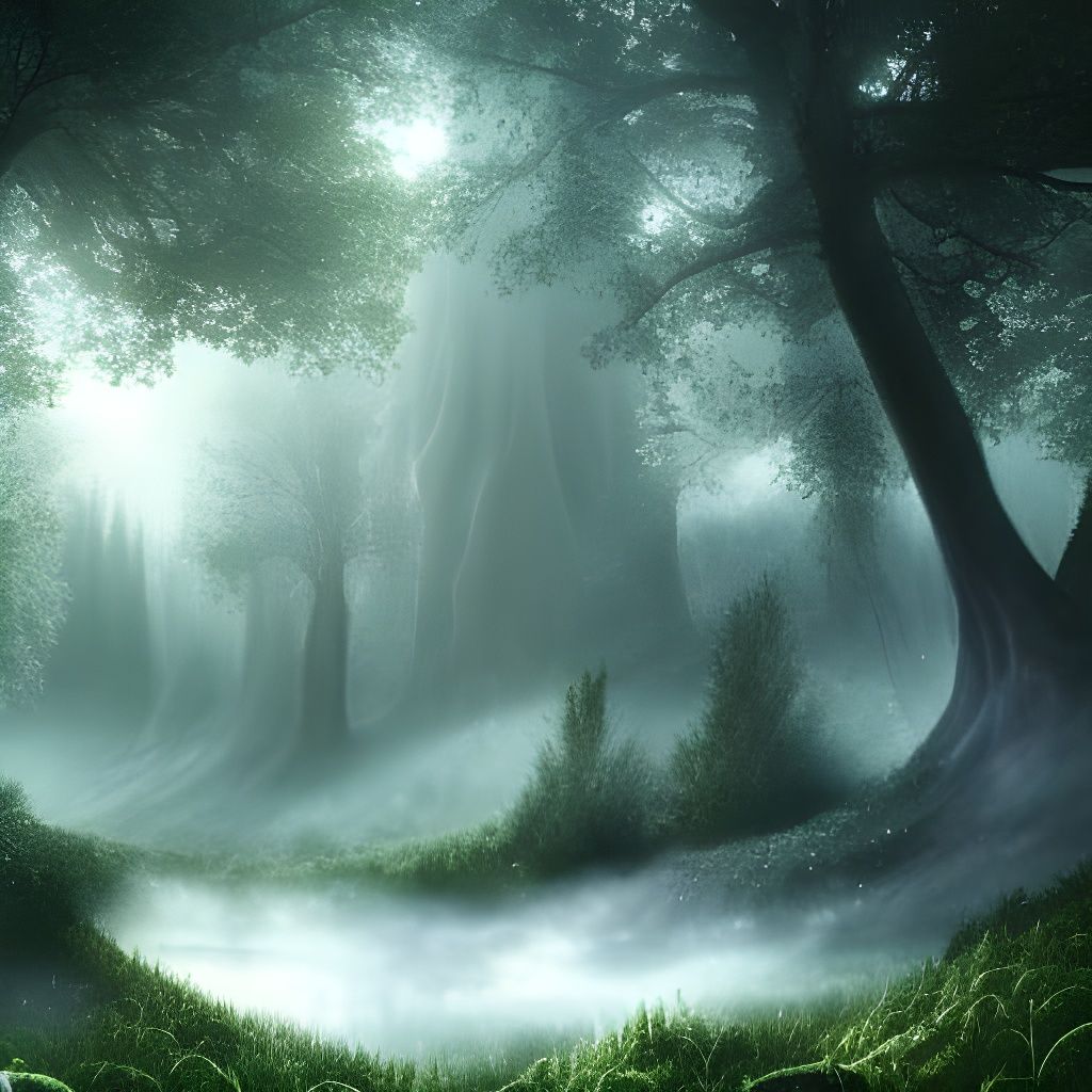 Misty Enchanted Forest with Fairy Magic